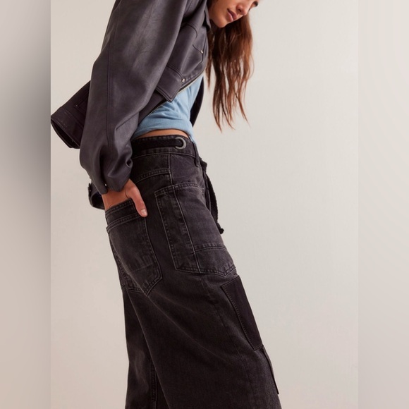 NWT we the free Moxie low slung pull on barrel Jeans size 28, onyx/nite hawk - Picture 5 of 16